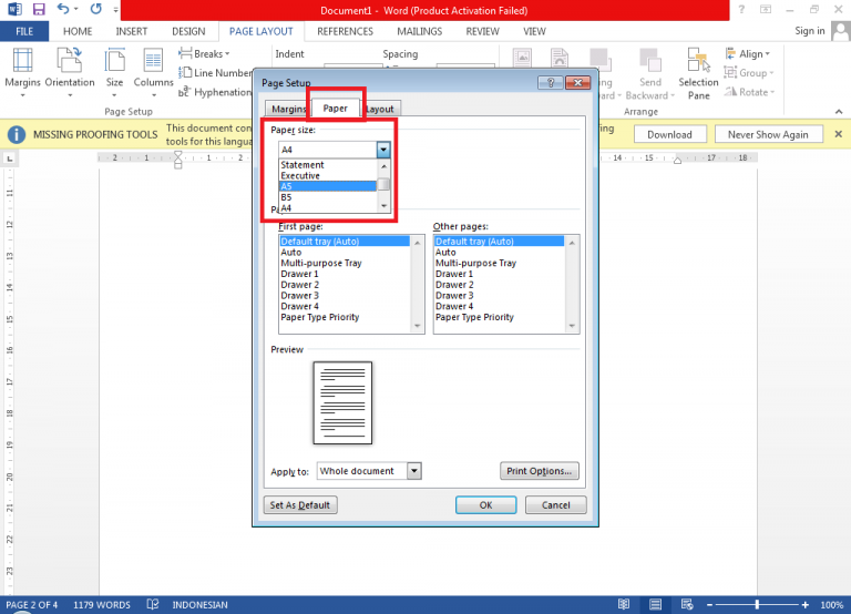 Ukuran Kertas HVS A Di Word Excel Pdf Print Dalam Cm Inci Mm Blog Mamikos