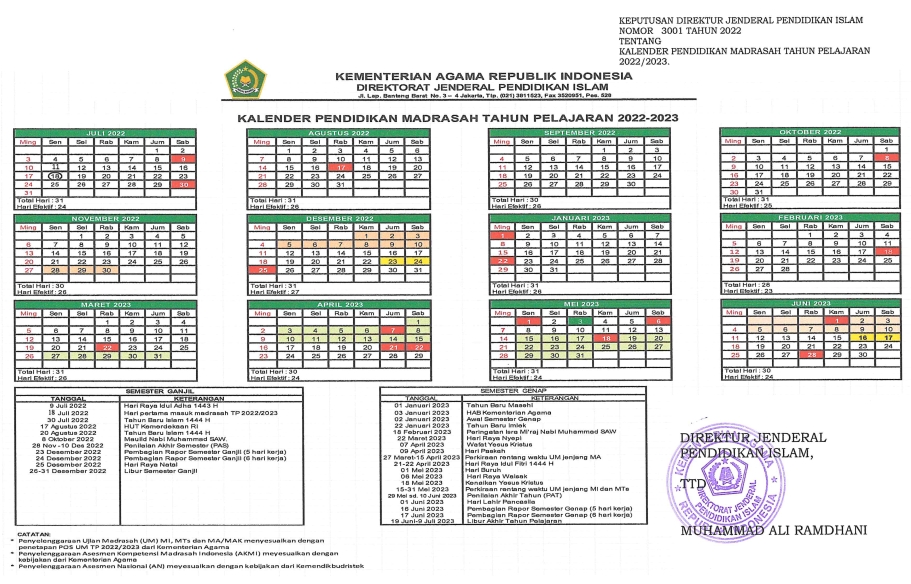 Kalender Pendidikan Madrasah 2023/2024 Beserta Kegiatannya Lengkap