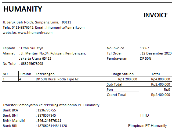 Invoice Down Payment (DP)