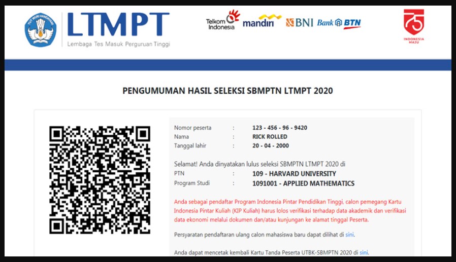 Contoh Tampilan Pengumuman Sbmptn 2021 2022 Mamikos Info