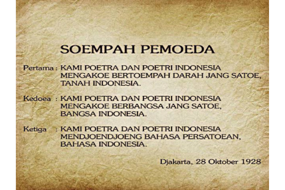 [Lengkap] Bunyi Teks Ikrar Sumpah Pemuda “Kami Putra dan Putri Indonesia...