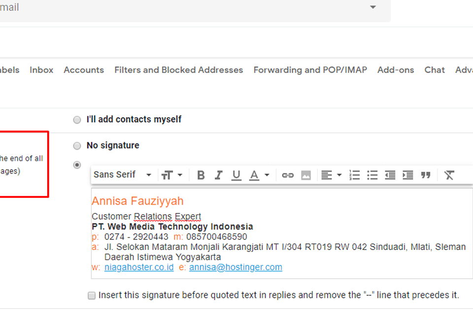 template signature email keren