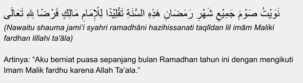 niat puasa Ramadhan sebulan penuh
