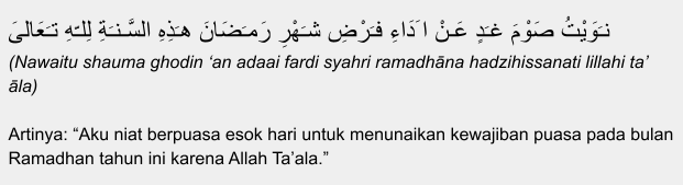 bacaan niat puasa ramadhan dan artinya