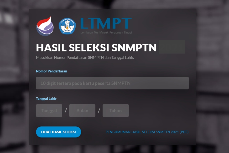 Website Pengumuman SNMPTN 2022