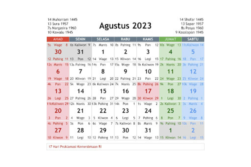 Kalender 2023 Januari Lengkap Dengan Tanggal Merah Cuti Bersama Jawa