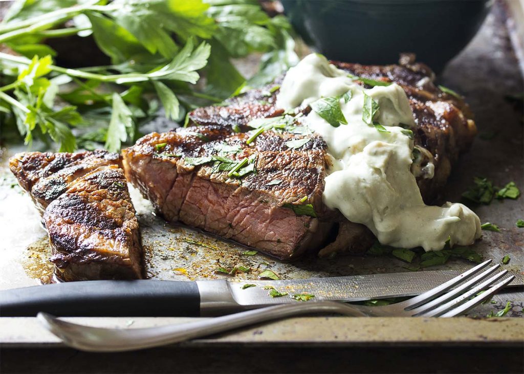 Steak with Smoked Cheese Sauce