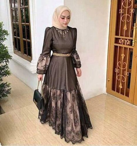 7 Model Gamis Brokat Kombinasi Satin Terbaru Yang Elegan 2022 Blog