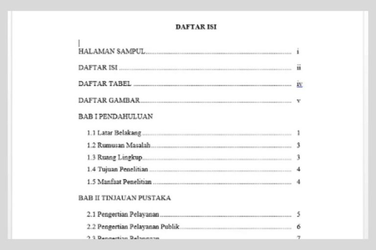 Cara Membuat Daftar Isi Manual Yang Rapi Di Word Beserta Contohnya