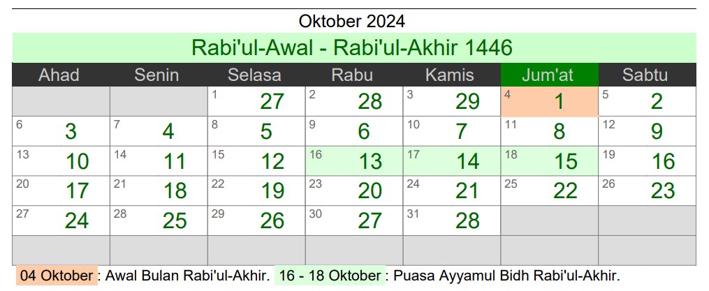 Oktober hijriah 2024