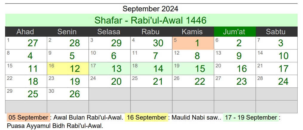 September hijriah 2024