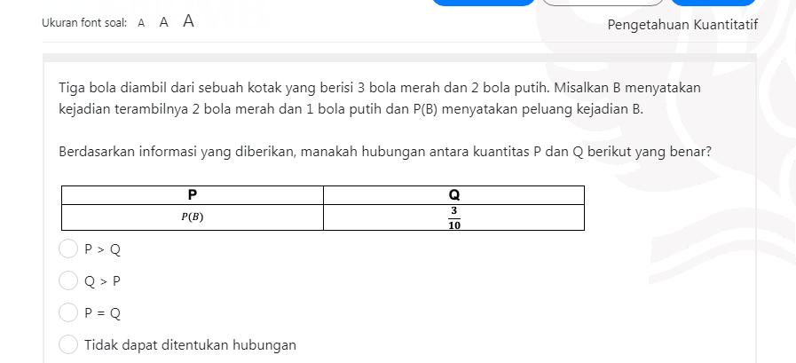 Contoh Soal Pengetahuan Kuantitatif untuk SNBT 2023