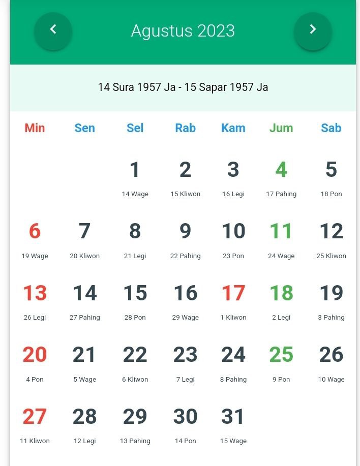 Bulan Agustus dalam Kalender Jawa 2023