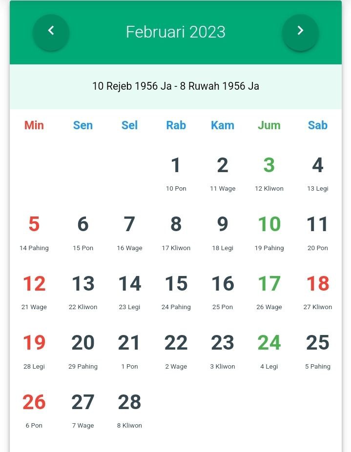 Bulan Februari dalam Kalender Jawa 2023