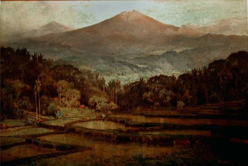 contoh lukisan Pemandangan Gunung 1935 - Abdullah Suriosubroto