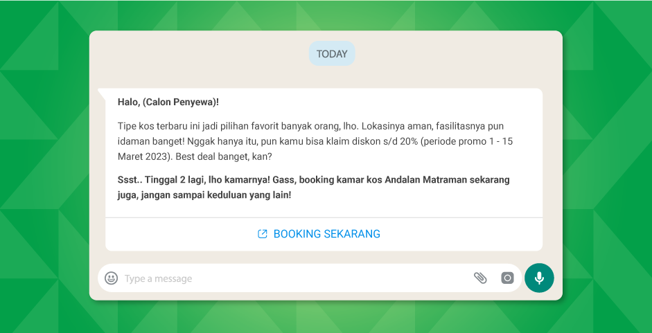 Contoh Pesan Broadcast Chat