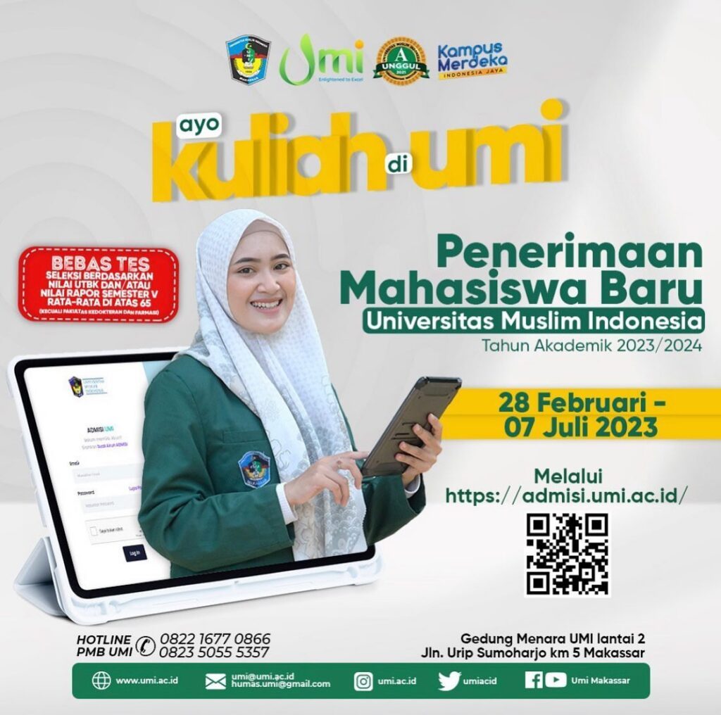Pendaftaran UMI Makassar 2023, Jadwal, Syarat, Jalur, dan Biaya