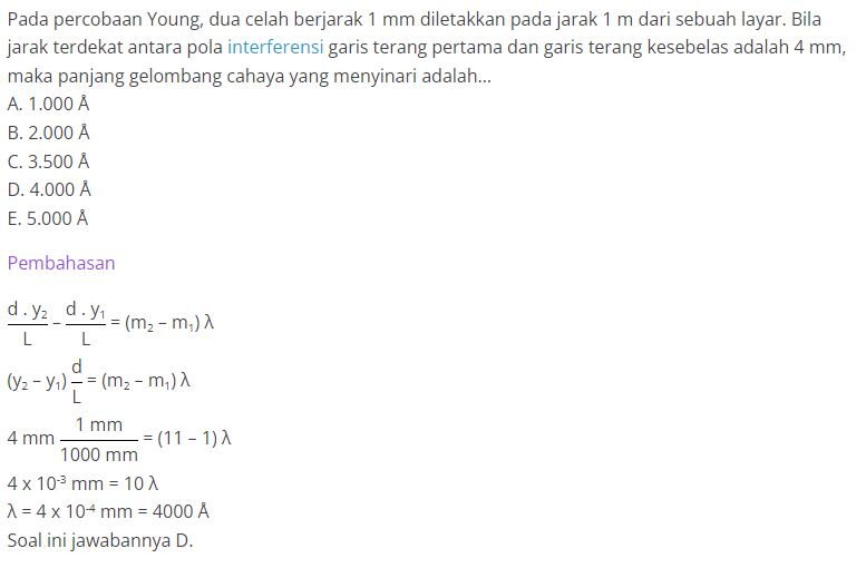 Kumpulan Contoh Soal Gelombang Cahaya SMA Kelas 11 dan Pembahasannya Lengkap