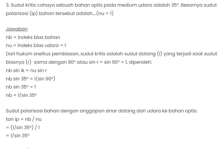 Kumpulan Contoh Soal Gelombang Cahaya SMA Kelas 11 dan Pembahasannya Lengkap