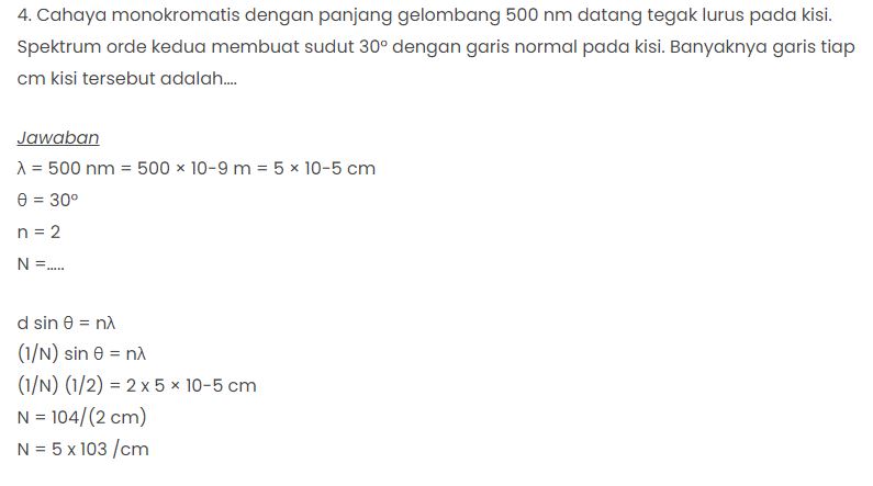 Kumpulan Contoh Soal Gelombang Cahaya SMA Kelas 11 dan Pembahasannya Lengkap