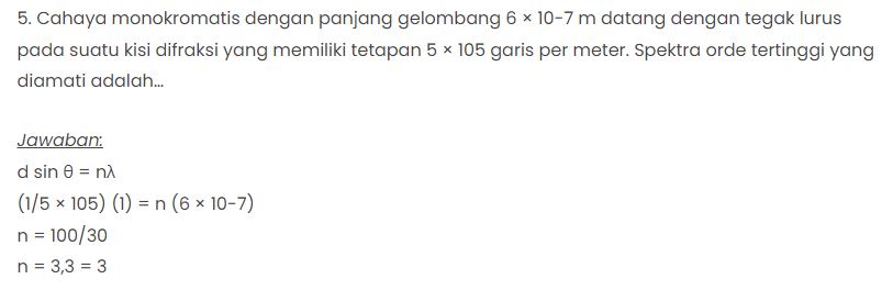 Kumpulan Contoh Soal Gelombang Cahaya SMA Kelas 11 dan Pembahasannya Lengkap