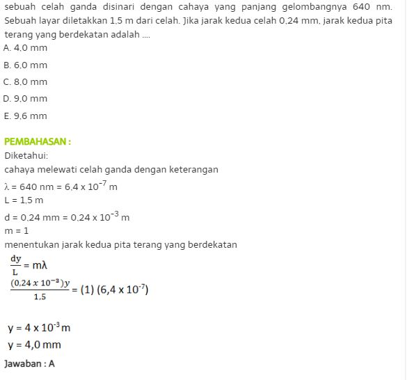 Kumpulan Contoh Soal Gelombang Cahaya SMA Kelas 11 dan Pembahasannya Lengkap