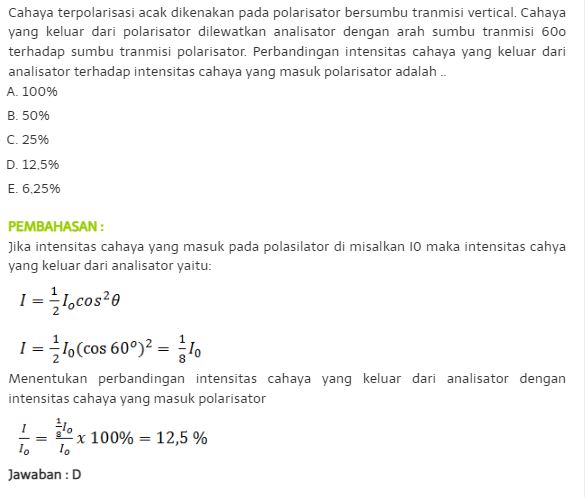 Kumpulan Contoh Soal Gelombang Cahaya SMA Kelas 11 dan Pembahasannya Lengkap