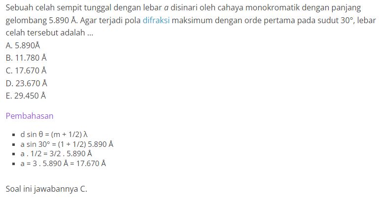 Kumpulan Contoh Soal Gelombang Cahaya SMA Kelas 11 dan Pembahasannya Lengkap