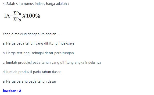 Kumpulan Contoh Soal Indeks Harga Kelas 11 Dan Jawabannya, Pilihan ...