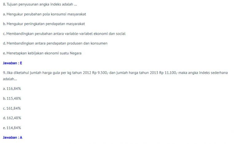 Kumpulan Contoh Soal Indeks Harga Kelas 11 Dan Jawabannya, Pilihan ...