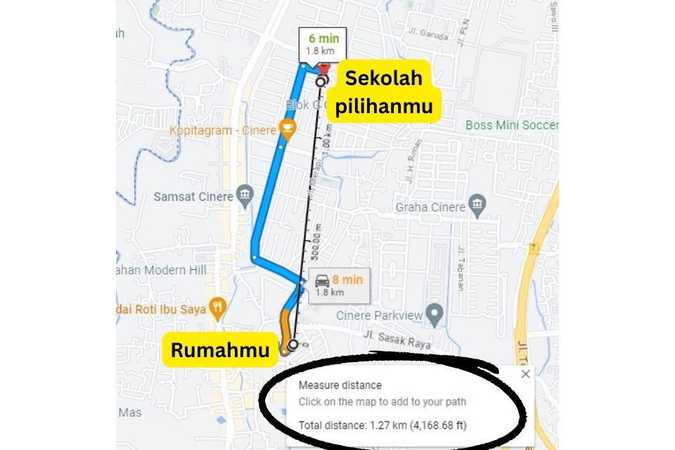 cara mengetahui jarak rumah ke sekolah lewat Google Maps untuk daftar sekolah PPDB 