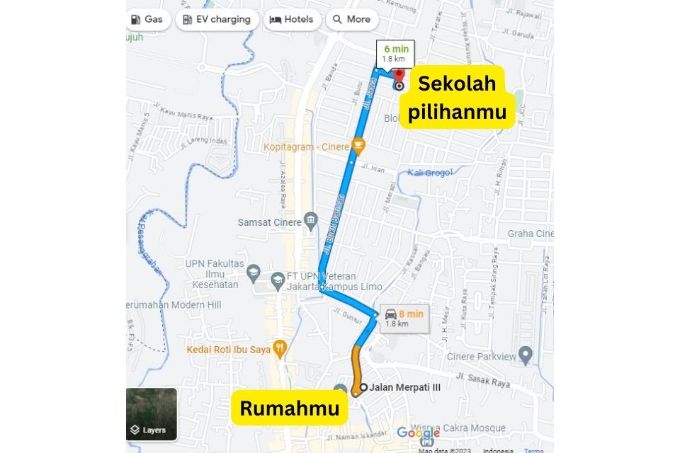 cara mengetahui jarak rumah ke sekolah lewat Google Maps untuk daftar sekolah PPDB 