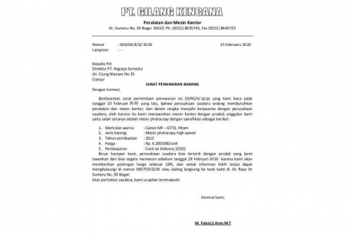 7 Contoh Surat Penawaran Barang Elektronik yang baik dan benar