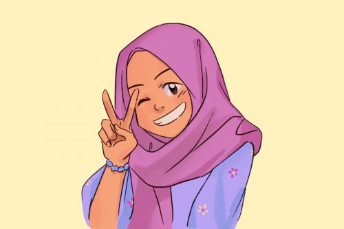 31 Gambar Kartun Muslimah Hijab Aesthetic, Bercadar, Berkacamata, Imut ...