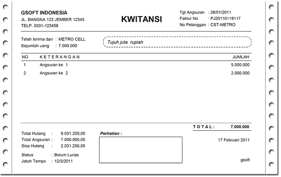 Contoh Kwitansi Pembayaran Jual Beli yang Simple