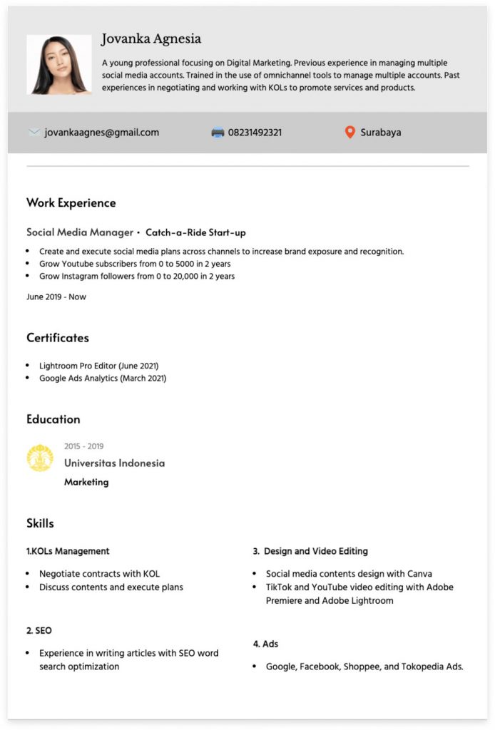 Contoh CV Marketing Untuk Melamar Kerja yang Menarik HRD