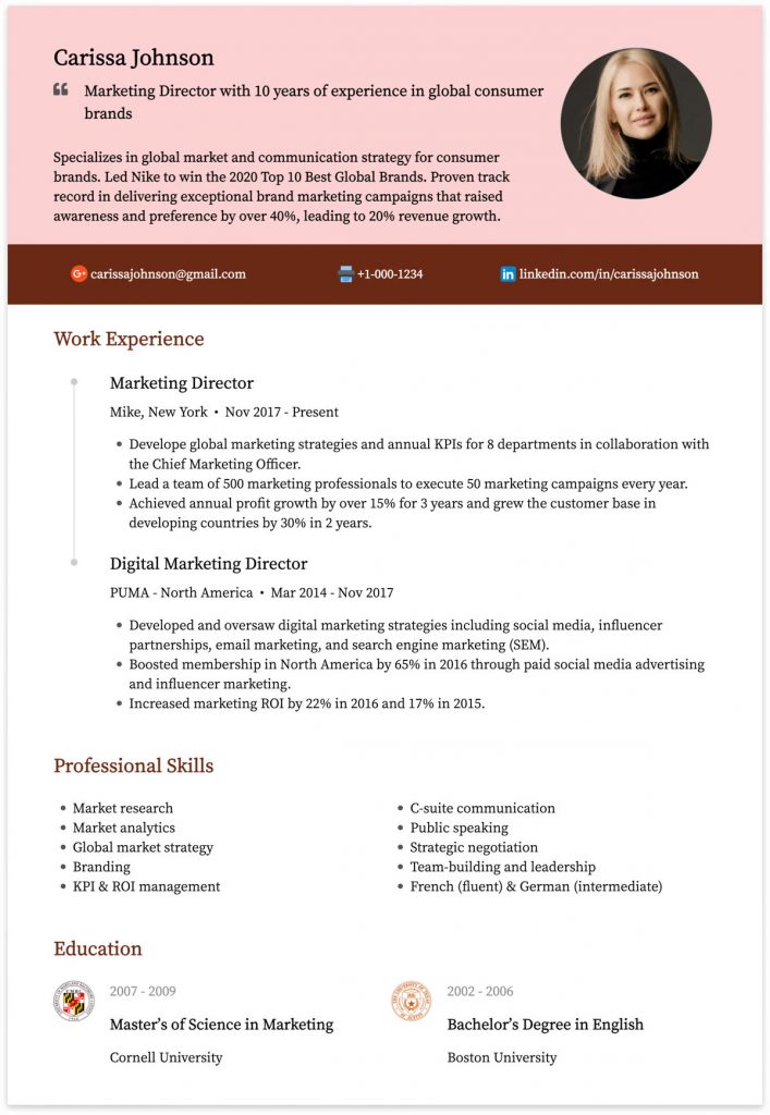 Contoh CV Marketing Untuk Melamar Kerja yang Menarik HRD