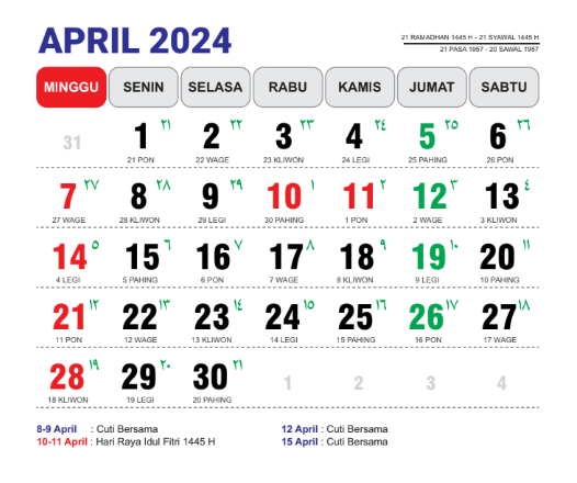 Kalender Jawa 2024 dari Januari sampai Desember