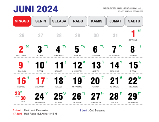 Kalender Jawa 2024 dari Januari sampai Desember