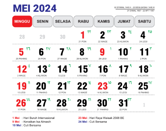 Kalender Jawa 2024 dari Januari sampai Desember