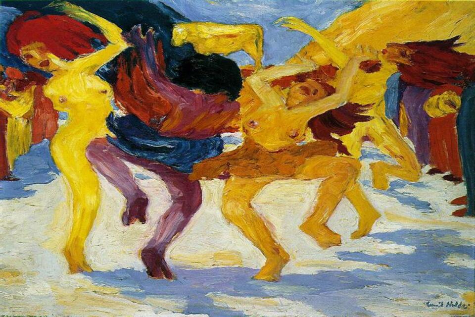 Dance around the golden Calf karya Emil Nolde