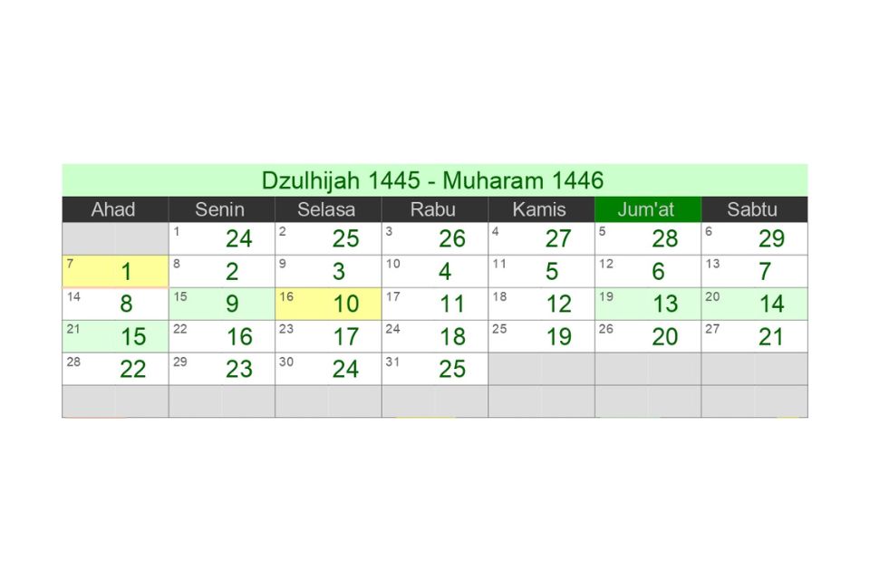 Kalender Islam 2024 beserta Tanggal Penting 1445 - 1446 Hijriyah