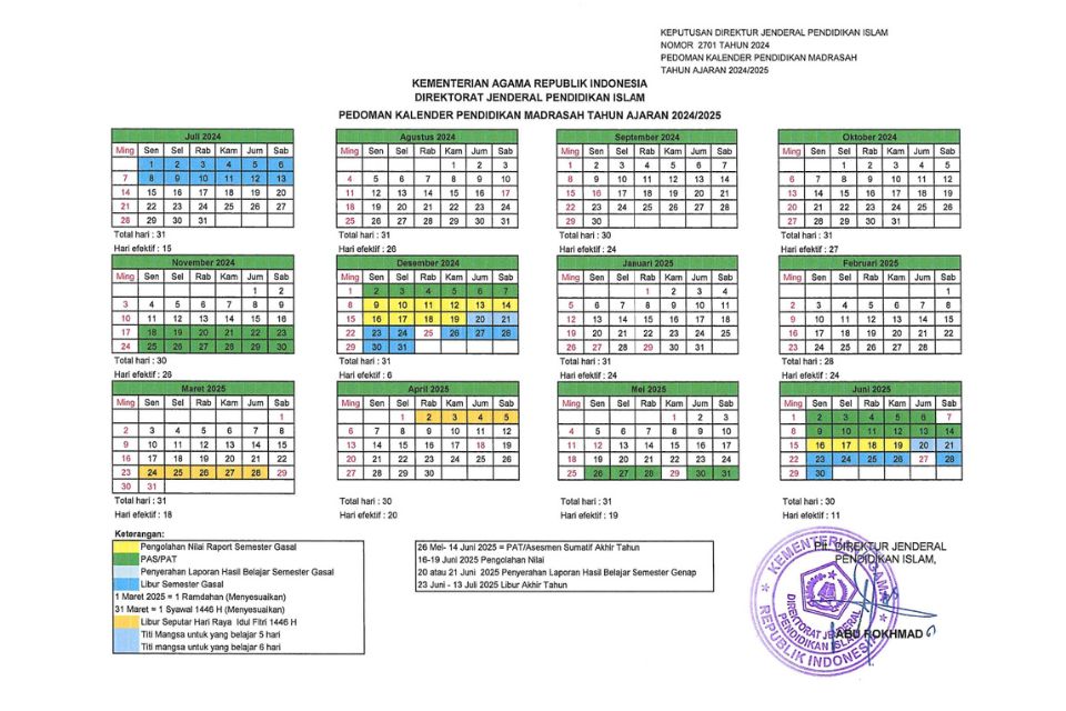 Kalender Pendidikan Madrasah 2024