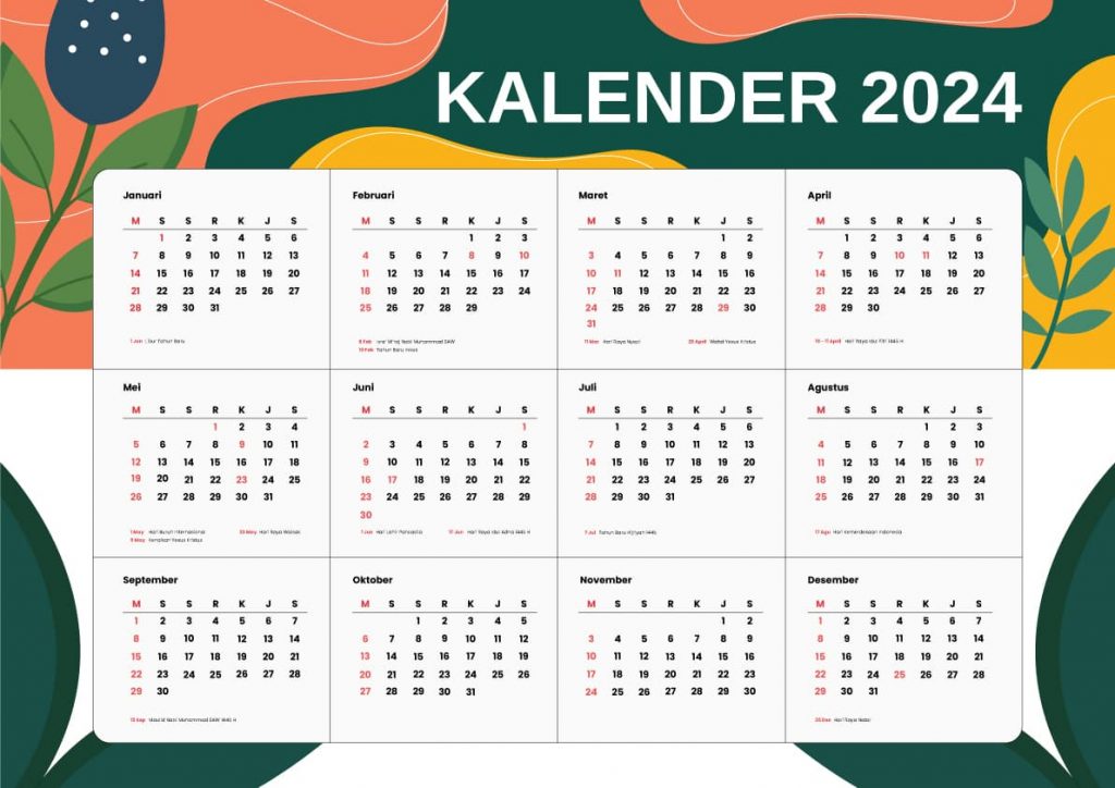 Kalender Tahun 2024 Lengkap dengan Weton dari Januari Sampai Desember