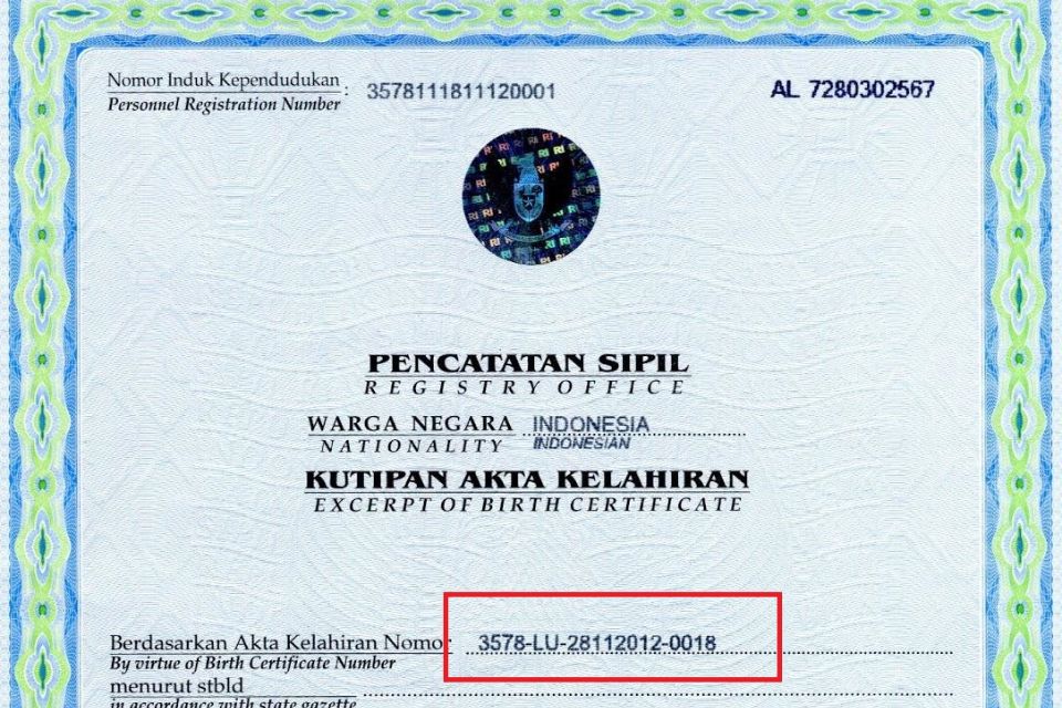 Nomor Akta Kelahiran