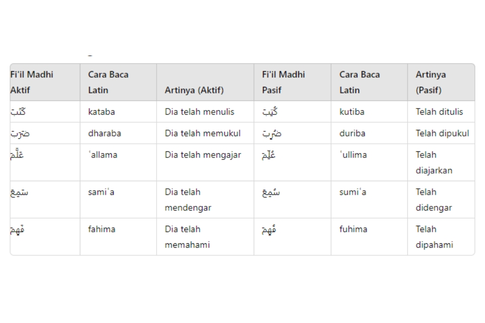 Contoh kalimat fiil madhi - 2