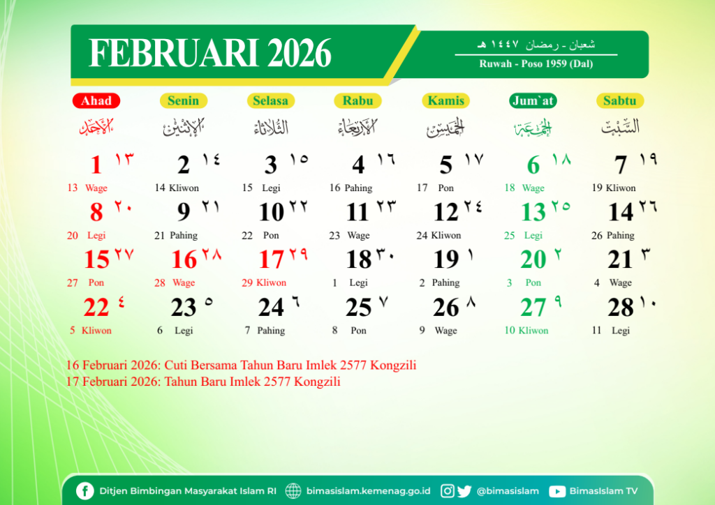 Kalender Februari 2026
