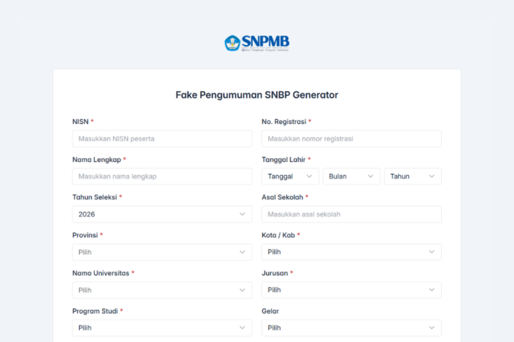 Cara Membuat Pengumuman SNBP Fake, Selamat Anda Dinyatakan Lulus SNBP 2026!