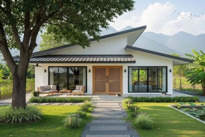 12 Model Teras Depan Rumah Panjang ke Samping Minimalis dan Elegan