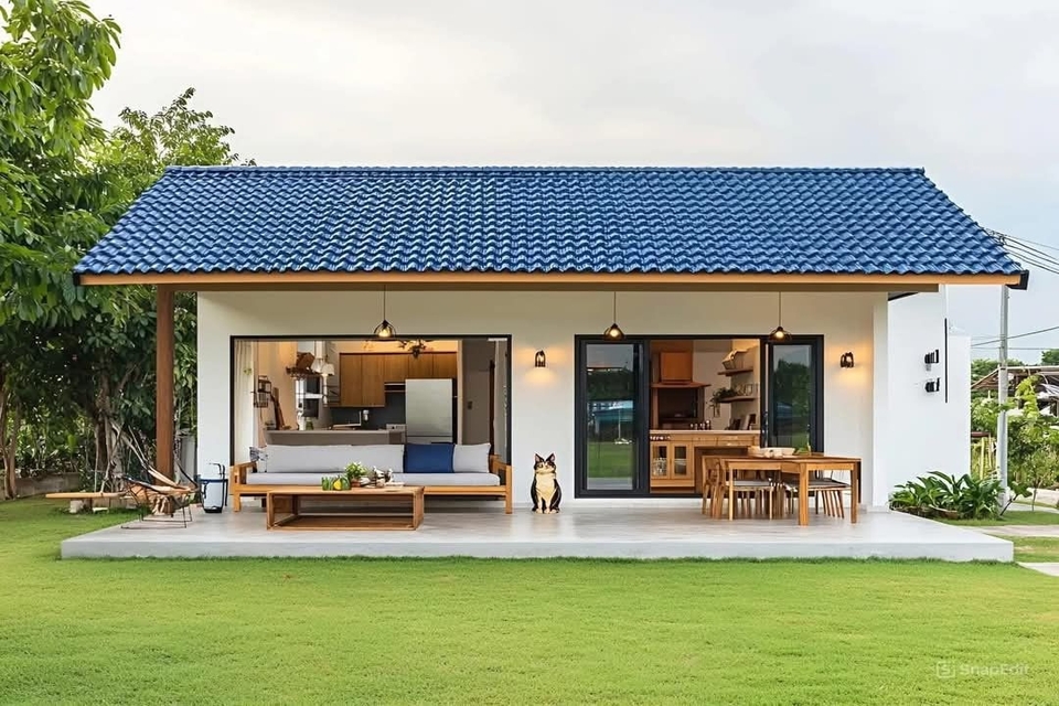 model teras depan rumah panjang ke samping